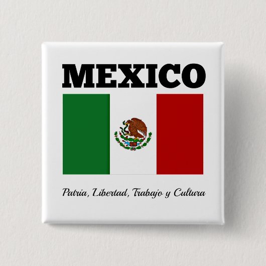 Vlag van Mexico, gelabeld Vierkante Button 5,1 Cm (Voorkant)