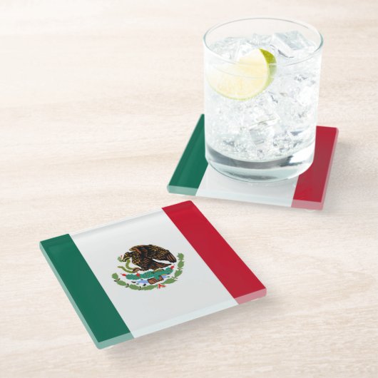 Vlag van Mexico Glazen Onderzetter (Schuin)