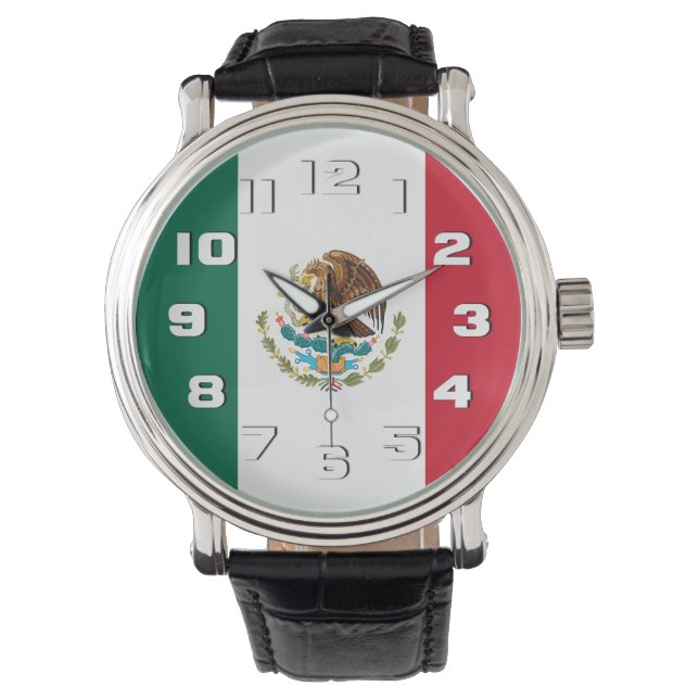 Vlag van Mexico Horloge (Voorkant)