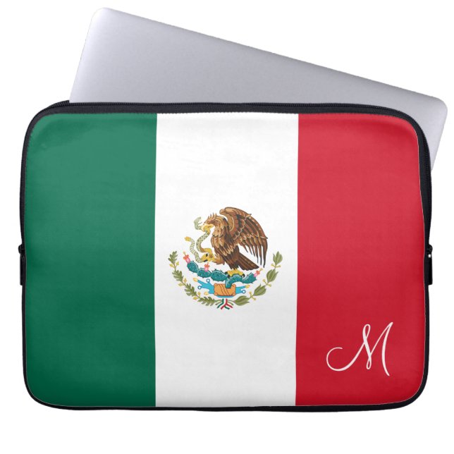 Vlag van Mexico Monogramed Laptop Sleeve (Voorkant)