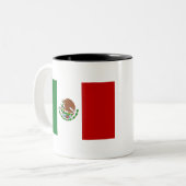 Vlag van Mexico Tweekleurige Koffiemok (Voorkant links)