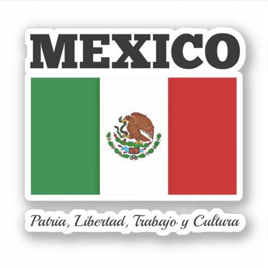 Vlag van Mexico, voorzien van het opschrift Sticker (Voorkant)
