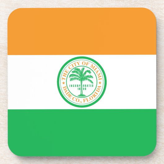 Vlag van Miami, Florida Beverage Coaster Bier Onderzetter (Voorkant)