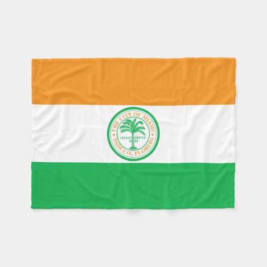 Vlag van Miami, Florida Fleece Blanket (Voorkant (Horizontaal))