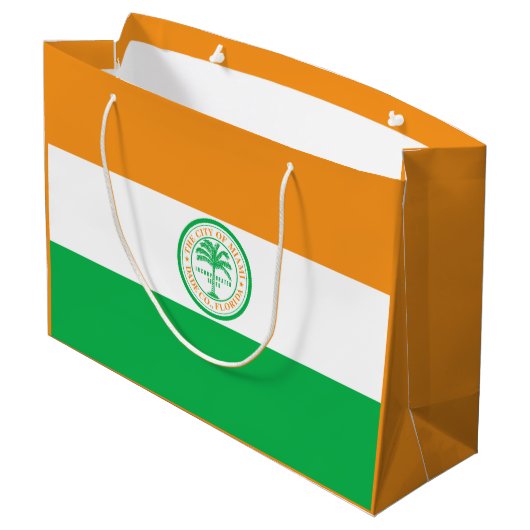 Vlag van Miami, Florida Large Gift Bag Groot Cadeauzakje (Achterkant Gekanteld)