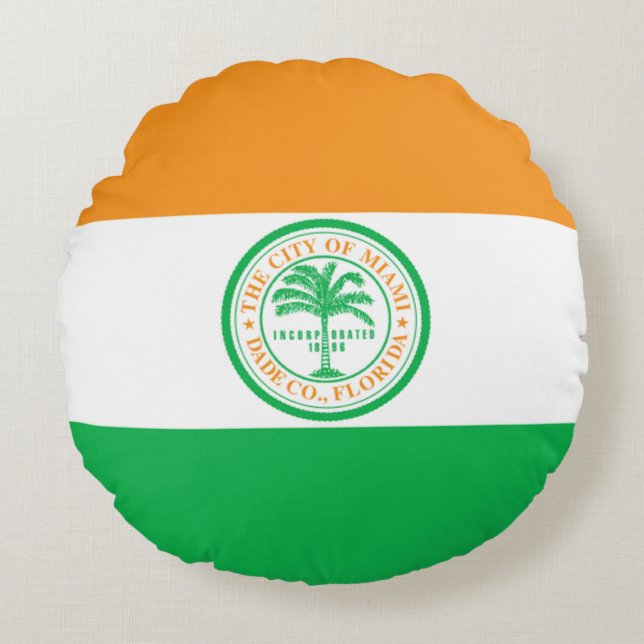 vlag van Miami (Florida) Rond Kussen (Voorkant)