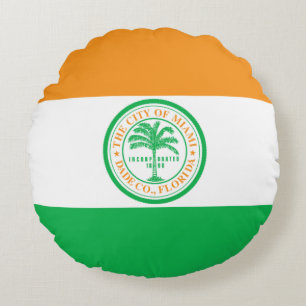 Vlag van Miami, Florida Round Pillow Rond Kussen