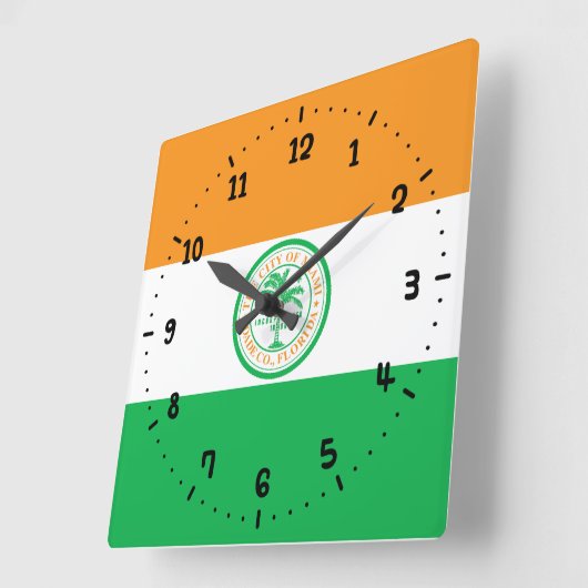 Vlag van Miami, Florida Square Wall Clock Vierkante Klok (Hoek)