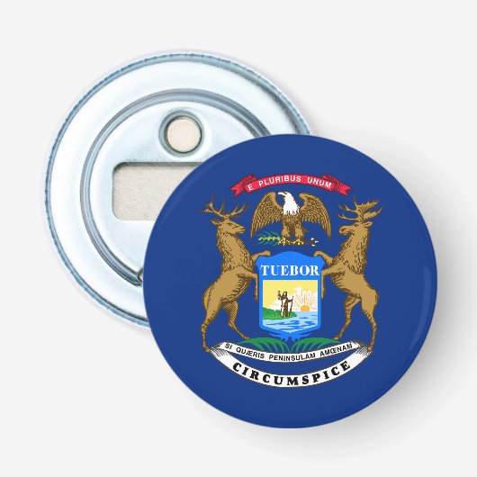 Vlag van Michigan Button Flesopener (Voorkant)