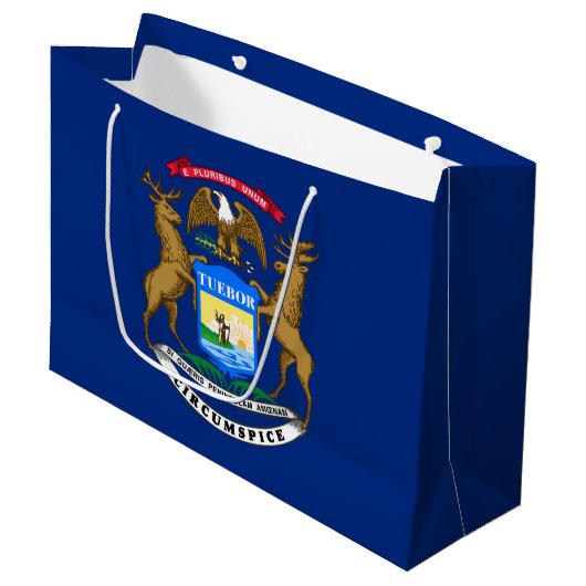 Vlag van Michigan Groot Cadeauzakje (Voorkant Gekanteld)