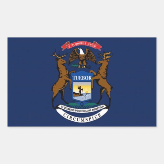 Vlag van Michigan Rechthoekige Sticker (Voorkant)