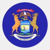 Vlag van Michigan Ronde Sticker (Voorkant)