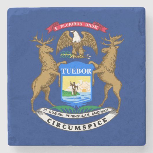 Vlag van Michigan Stenen Onderzetter (Voorkant)