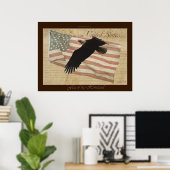 VLAG VAN MIJN HOMELAND ~Bald Eagle US Flag Poster (Thuiskantoor)