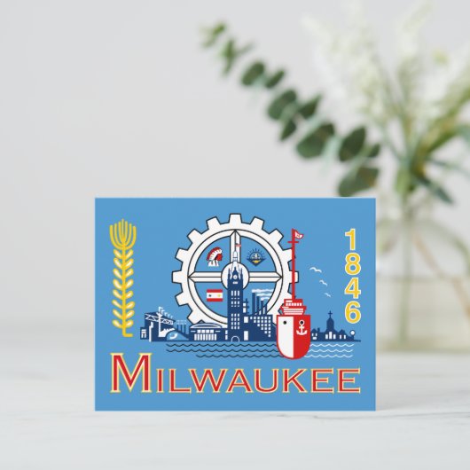 Vlag van Milwaukee, Wisconsin Briefkaart (Staand voorkant)