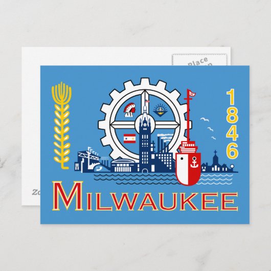 Vlag van Milwaukee, Wisconsin Briefkaart (Voorkant / Achterkant)