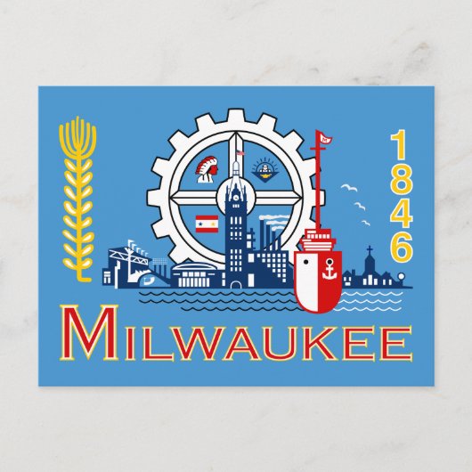 Vlag van Milwaukee, Wisconsin Briefkaart (Voorkant)