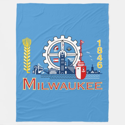 Vlag van Milwaukee, Wisconsin Fleece Blanket (Voorkant)