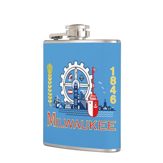 Vlag van Milwaukee, Wisconsin Heupfles (Links)