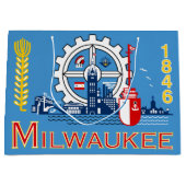 Vlag van Milwaukee, Wisconsin Large Gift Bag Groot Cadeauzakje (Voorkant)
