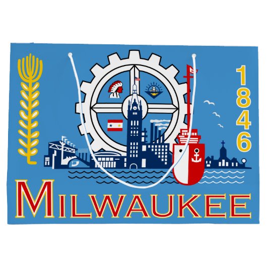 Vlag van Milwaukee, Wisconsin Large Gift Bag Groot Cadeauzakje (Achterkant)