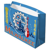Vlag van Milwaukee, Wisconsin Large Gift Bag Groot Cadeauzakje (Achterkant Gekanteld)