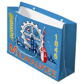 Vlag van Milwaukee, Wisconsin Large Gift Bag Groot Cadeauzakje (Voorkant Gekanteld)