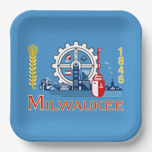 Vlag van Milwaukee, Wisconsin Papieren Bordje