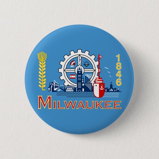 Vlag van Milwaukee, Wisconsin Pinback Button (Voorkant)