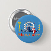 Vlag van Milwaukee, Wisconsin Pinback Button (Voorkant /achterkant)