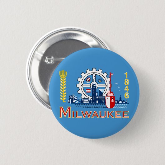 Vlag van Milwaukee, Wisconsin Pinback Button (Voorkant /achterkant)