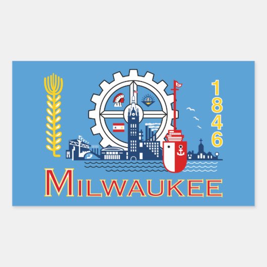 Vlag van Milwaukee, Wisconsin Rechthoekige Sticker (Voorkant)