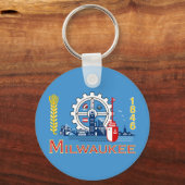 Vlag van Milwaukee, Wisconsin Sleutelhanger (Voorkant)