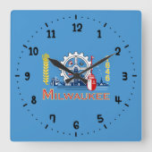 Vlag van Milwaukee, Wisconsin Square Wall Clock Vierkante Klok (Voorkant)