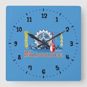 Vlag van Milwaukee, Wisconsin Square Wall Clock Vierkante Klok