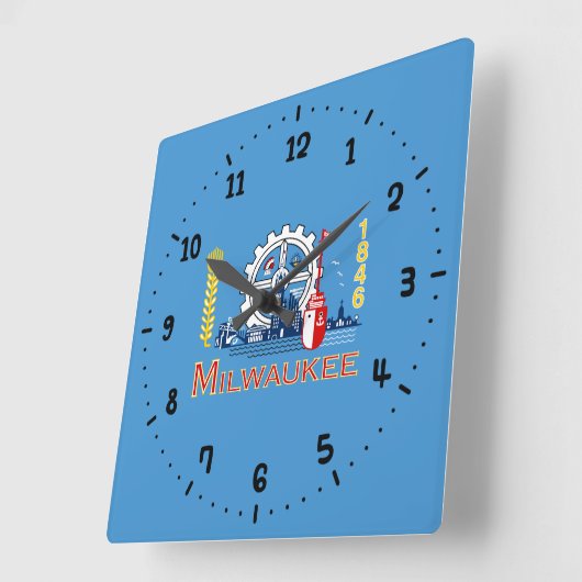 Vlag van Milwaukee, Wisconsin Square Wall Clock Vierkante Klok (Hoek)