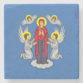 Vlag van Minsk (Belarus) Stenen Onderzetter (Voorkant)