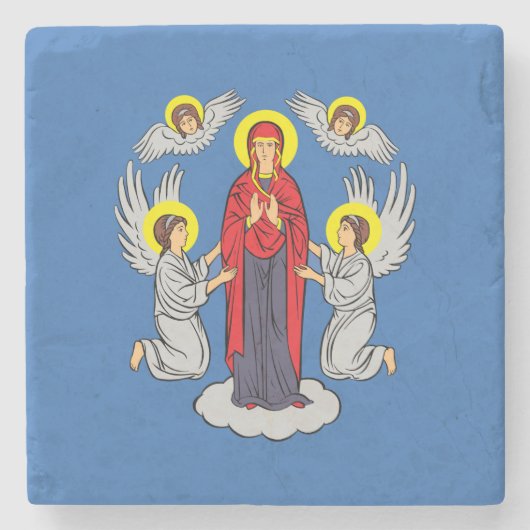 Vlag van Minsk (Belarus) Stenen Onderzetter (Voorkant)