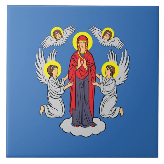 Vlag van Minsk (Belarus) Tegeltje (Voorkant)
