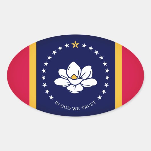 vlag van Mississippi (2020) Ovale Sticker (Voorkant)