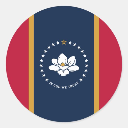 Vlag van Mississippi, Vlag van Mississippi Ronde Sticker (Voorkant)