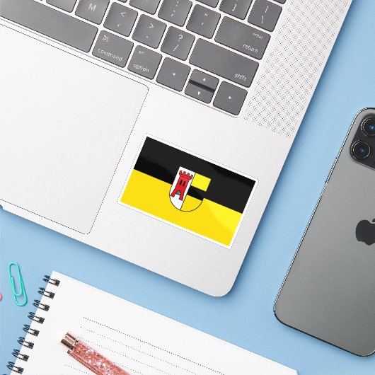 Vlag van Moers, Duitsland Sticker (Laptop met iPhone)