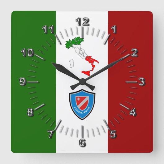 Vlag van Molise (Italië) Vierkante Klok (Voorkant)