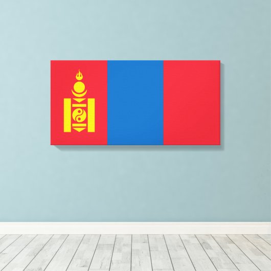 Vlag van Mongolië Canvas Afdruk (Insitu (Houten vloer))