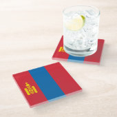 Vlag van Mongolië Glazen Onderzetter (Schuin)