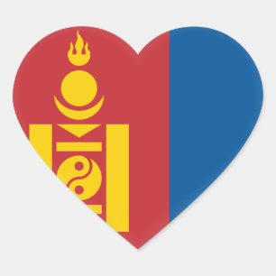 Vlag van Mongolië (Mongoolse) Hart Sticker