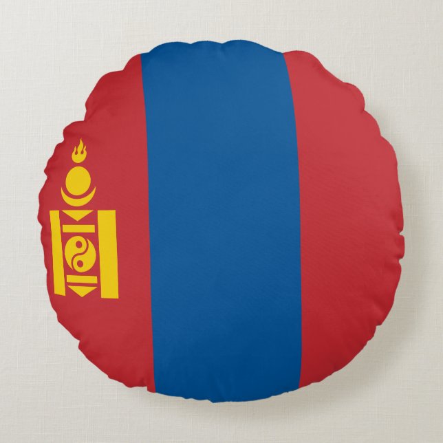 Vlag van Mongolië (Mongoolse) Rond Kussen (Voorkant)