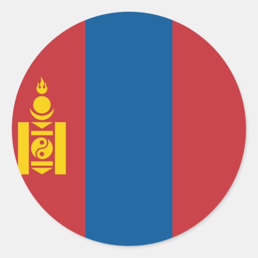 Vlag van Mongolië (Mongoolse) Ronde Sticker (Voorkant)