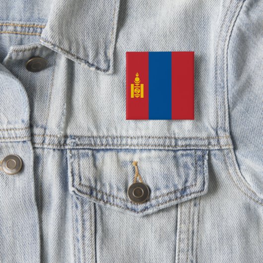 Vlag van Mongolië (Mongoolse) Vierkante Button 5,1 Cm (In situ)