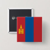 Vlag van Mongolië (Mongoolse) Vierkante Button 5,1 Cm (Voorkant /achterkant)